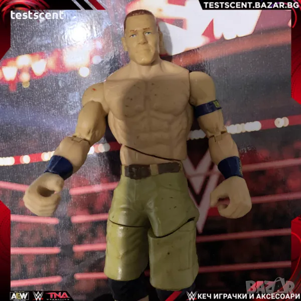 Екшън фигура WWE John Cena Джон Сина Mattel Basic Khaki Cargo Blue Bands figure играчка, снимка 1