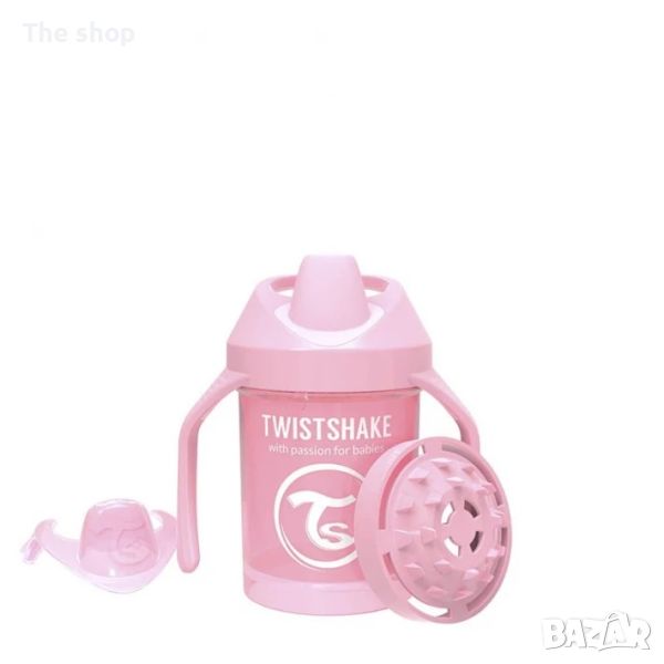 Мини чаша с шейкър Twistshake 230 мл 4+ месеца розова (004), снимка 1