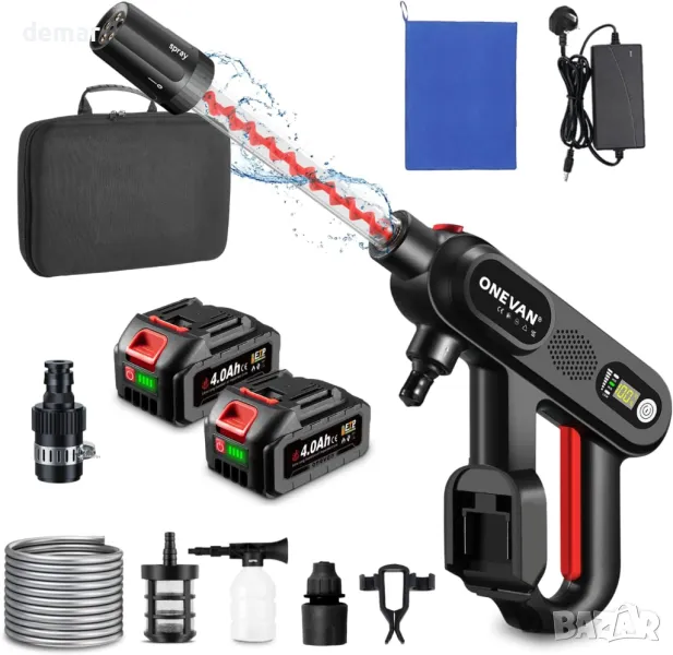 Почистваща машина под налягане, захранвана с батерии с регулируема дюза, маркуч 5 м, снимка 1