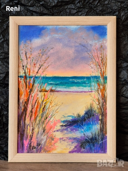 Лято в цветове, картина оригинал, пастел, снимка 1