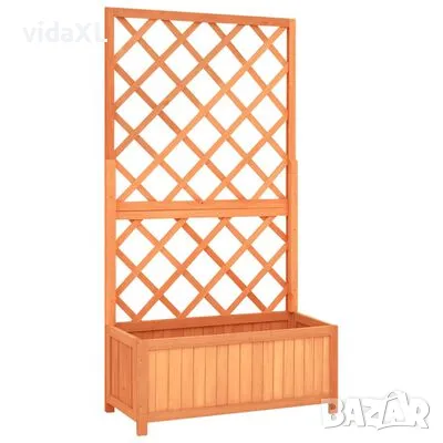 vidaXL Градински плантер с решетка, кафяв, 70x30x135 см, чам масив（SKU:316426, снимка 1