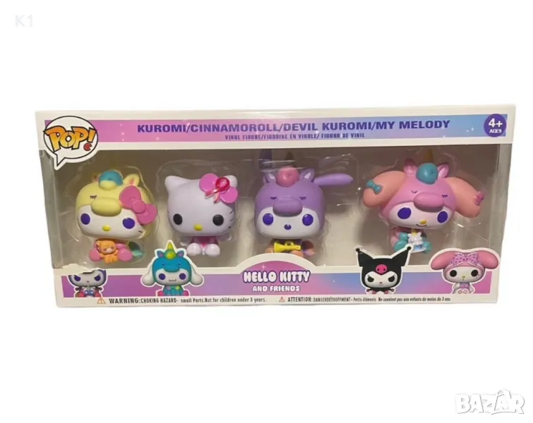 4 Броя Комплект Фигурки Funko POP Hello Kitty Kuromi Melody, снимка 1