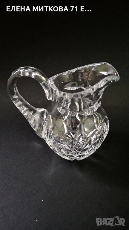 Масивна кристална каничка за мляко богата гравюра, снимка 1