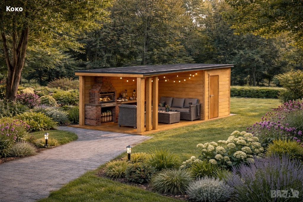 Дървена веранда със сервизно помещение, снимка 1