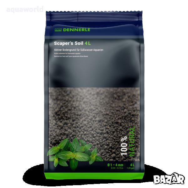 "Безплатна доставка Активен субстрат за растителен аквариум Dennerle Soil Black Color Type 1­-4мм 4л, снимка 1