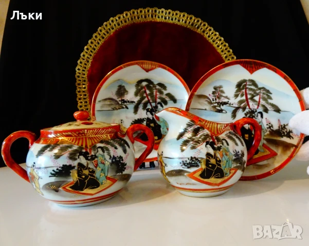 Чиния японски порцелан Kutani,злато. , снимка 4 - Антикварни и старинни предмети - 51230451