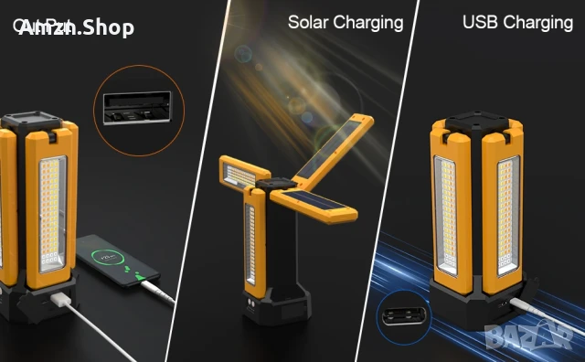 Къмпинг лампа 13200mAh акумулаторна соларна работна лампа IP64 8000 лумена, снимка 8 - Къмпинг осветление - 50586304