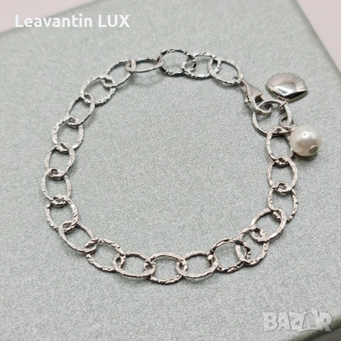 Родирана Сребърна гривна 'Морска нежност', снимка 5 - Гривни - 52871867