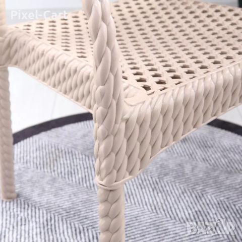 Градински комплект - маса и 2 стола в ратанов дизайн, снимка 4 - Маси - 46407948