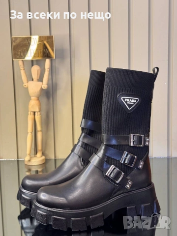 Prada Дамски Черни Боти Тип Чорап Прада Код SK582, снимка 2 - Дамски боти - 53092052