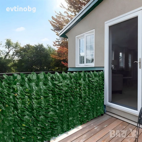 Ограда от зелени листа - панел за уединение с реалистичен вид 3 x 0,5 м, снимка 5 - Огради и мрежи - 53778547