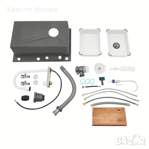 Модерна Кухненска мивка с функция водопад Луксозна Мултифункционална 68 х 46см Бяла, снимка 3 - Мивки - 51196164