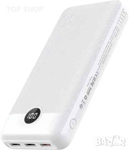 Външна батерия VEGER Power Bank 30000mAh, 20W, PD 18W QC 3.0 USB C с 4 изхода и 2 входа