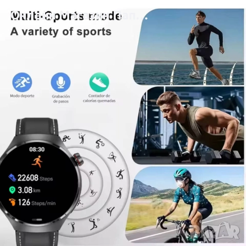 Смарт часовник LAXASFIT GT4 (2025) с AMOLED екран и NFC, снимка 6 - Смарт часовници - 52349395