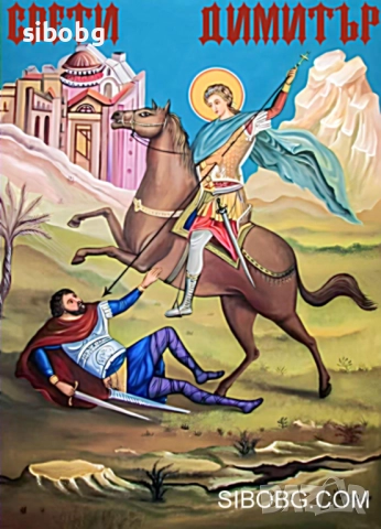 Диамантен гоблен „Свети Димитър“ – 30×42 см, квадратни диаманти, комплект за изработка