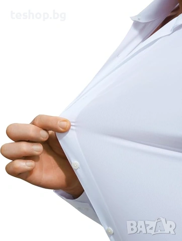 Мъжка вталена риза DEMEANOR бяла класическа размер S, снимка 4 - Ризи - 53490114