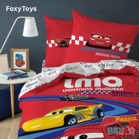 Детски спален комплект Disney Cars, 100% памук, 100×135 см, 40×60 см., снимка 2 - Спално бельо и завивки - 46412663