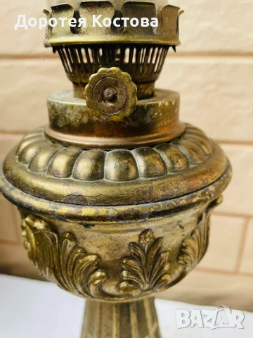 Красива голяма месингова лампа от Англия, снимка 15 - Антикварни и старинни предмети - 53398702