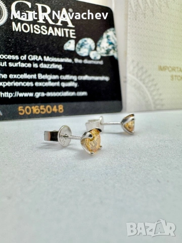 Сребърни обеци с мойсанит (Диамант) 1 карат, снимка 7 - Обеци - 54090969