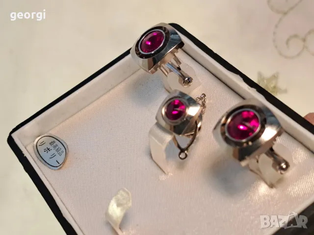 комплект ръкавели с червен камък  7/4, снимка 3 - Бижутерийни комплекти - 49854831