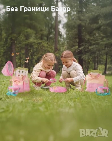 Нов Детски комплект за ловене на насекоми 2 деца с чанта розов Играчки, снимка 7 - Образователни игри - 54043211