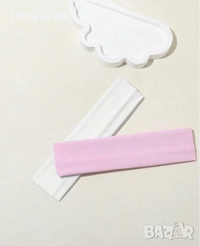 Комплект два броя, две ленти за коса в розов и бял цвят - 2 броя, снимка 5 - Аксесоари за коса - 54239511