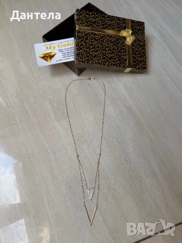 Ново златно двойно колие с камъни - 3.19гр., снимка 14 - Колиета, медальони, синджири - 54226149