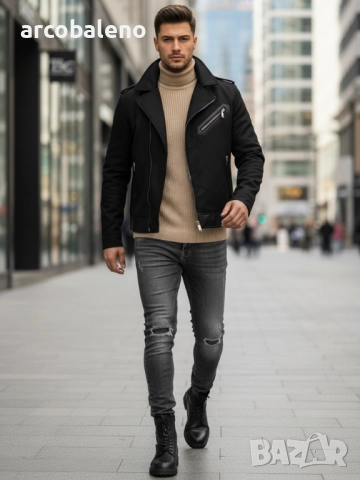 Мъжко зимно байкерско яке