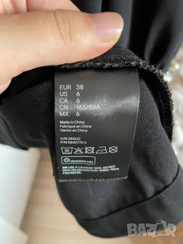 H&M Черна рокля с перли, M/38 EU, снимка 6 - Рокли - 48003845