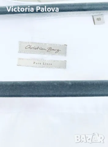 Бяла ленена блуза-риза CHRISTIAN BERG, снимка 7 - Ризи - 49875455