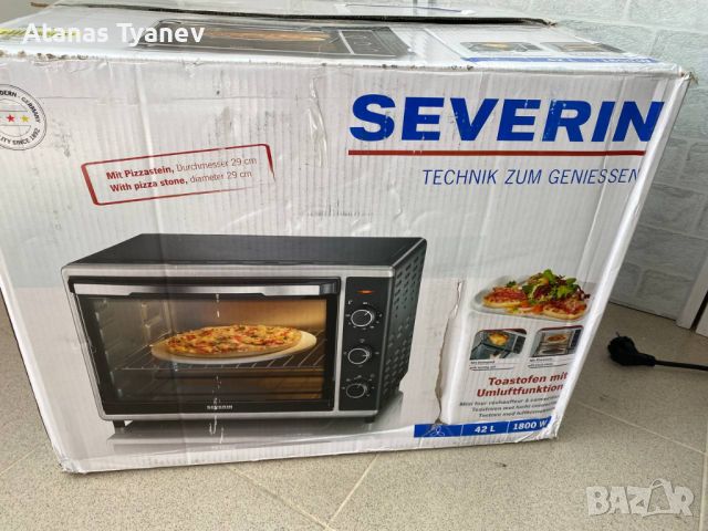 Мини електрическа фурна Severin TO2058 42L с камък за пица и шиш 1800W, снимка 7 - Печки, фурни - 45108407