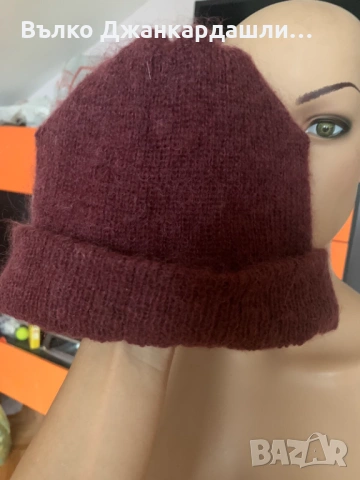 Зимна шапка в цвят бордо (състав мохер), снимка 5 - Шапки - 53768990