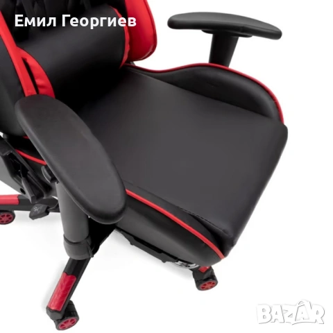Ергономичен геймърски стол с функция за масаж и подложка за крака - червен, снимка 14 - Столове за офис - 53238046