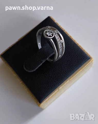 Сребърен пръстен с фианити – елегантен и нежен, снимка 4 - Пръстени - 50796376