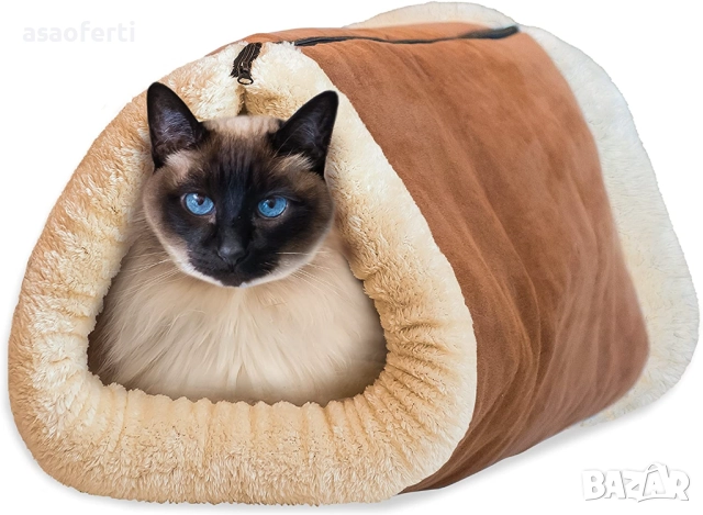 🐾 2в1 Легло/Къщичка Kitty Shack – Топла Постелка и Тунел за Котки/Малки Кучета, снимка 5 - За котки - 52551484