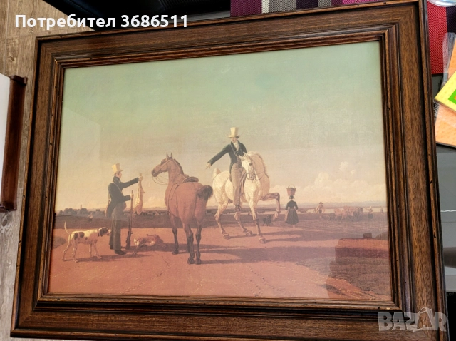 Винтидж принт в дървена рамка