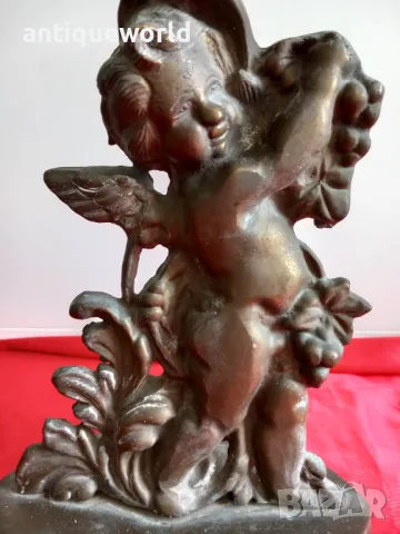 19 Век Викториански Бронзов Стопер за Врата , ХЕРУВИМ , Ангелче, снимка 6 - Антикварни и старинни предмети - 50397529