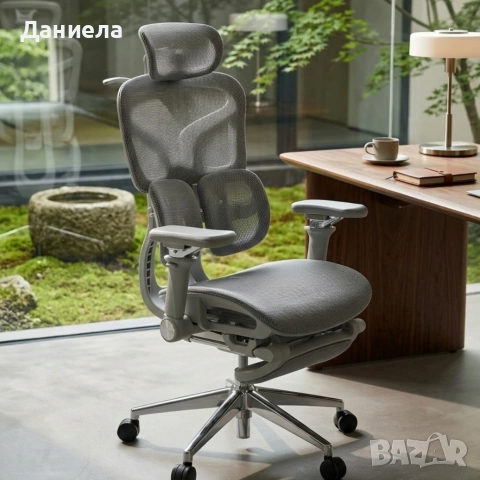 Ергономичен геймърски стол до 240 кг с 6D подлакътници и наклон 135° 