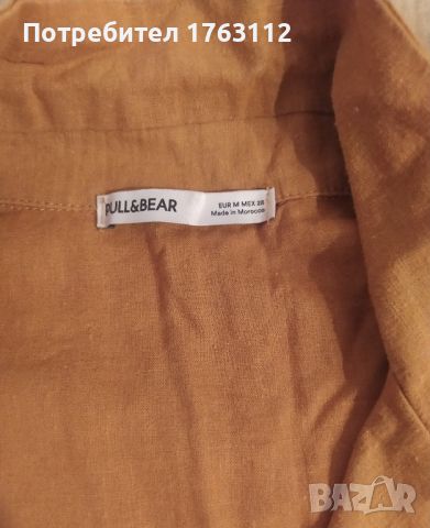 Pull and bear къса ленена ризка, M размер, обличана веднъж , снимка 3 - Ризи - 46200791