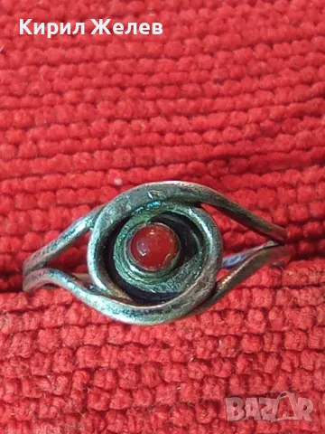 СТАРИНЕН РЕГУЛИРУЕМ СКЪПОЦЕНЕН ПРЪСТЕН СРЕБРО ВИСОКА ПРОБА с ЧЕРВЕН РЪЧНО ФАСЕТИРАН КАМЪК 47970, снимка 11 - Антикварни и старинни предмети - 49551762
