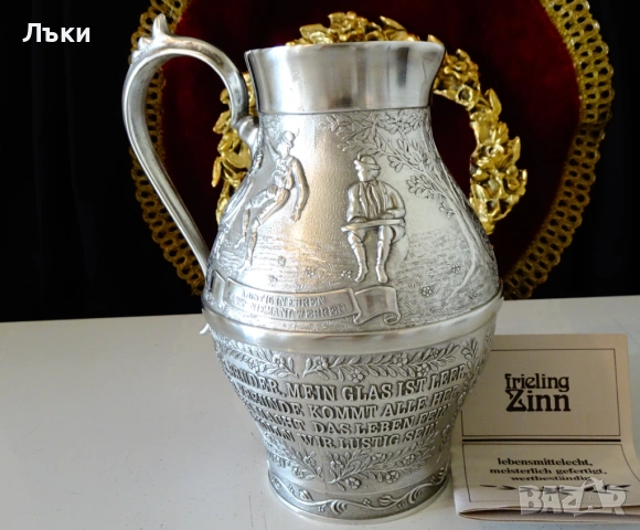 Калаена кана за вино,релефни картини,сертификат. , снимка 3 - Антикварни и старинни предмети - 53660746