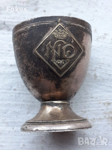 Зарф чашка за яйце посребрен с позлата