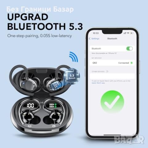 Нови Безжични спортни слушалки Bluetooth 5.3, 60H, водоустойчиви, снимка 7 - Bluetooth слушалки - 46600025