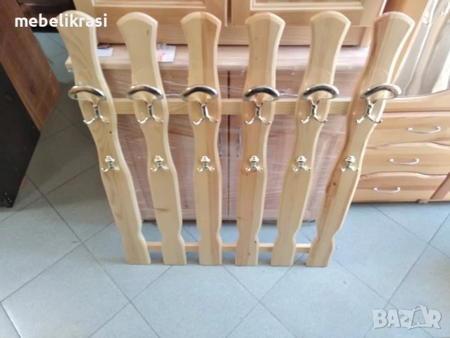 Закачалка за стена шестица - масив в цвят орех, снимка 3 - Закачалки - 50914967