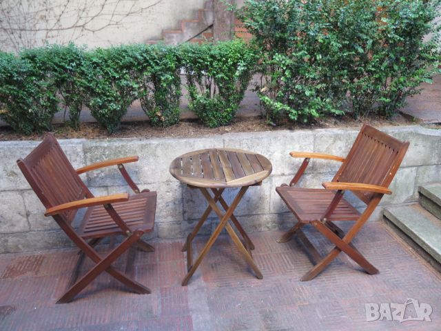 Градински мебели от тиково дърво- маса ,2бр. стол, снимка 1