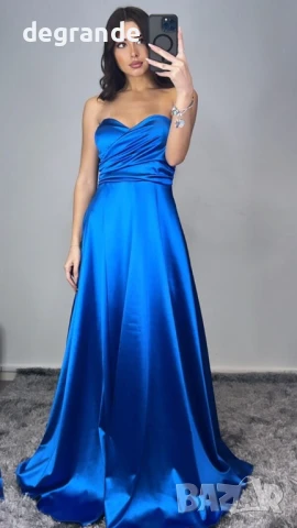 Сатенена дамска рокля налична в черно розово и кралско синьо, снимка 4 - Рокли - 51145268