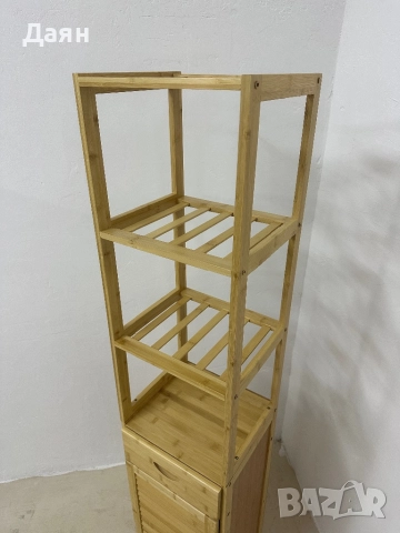 Висок бамбуков шкаф за баня Kleankin, снимка 4 - Шкафове - 52635600