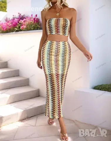 Секси лятна дамска рокля от две части с райета, 5цвята , снимка 5 - Рокли - 50340095