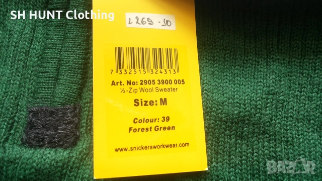Snickers 2905 1/2 Zip WOOL Sweater размер M пуловер 100% Вълна - 2412, снимка 11 - Пуловери - 53916872
