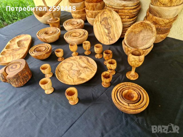 Дървени купи, чинии, чаши, дъски и плата за мезета от маслиново дърво  35 лв, снимка 12 - Прибори за хранене, готвене и сервиране - 40215946